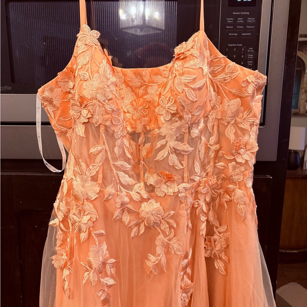 Joules Peach Floral Illusion Dress